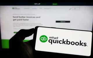 Mobile view of the QuickBooks logo shows how QuickBooks Cleanup helped a Denver business regain control—Before & After with DK/RK Services.