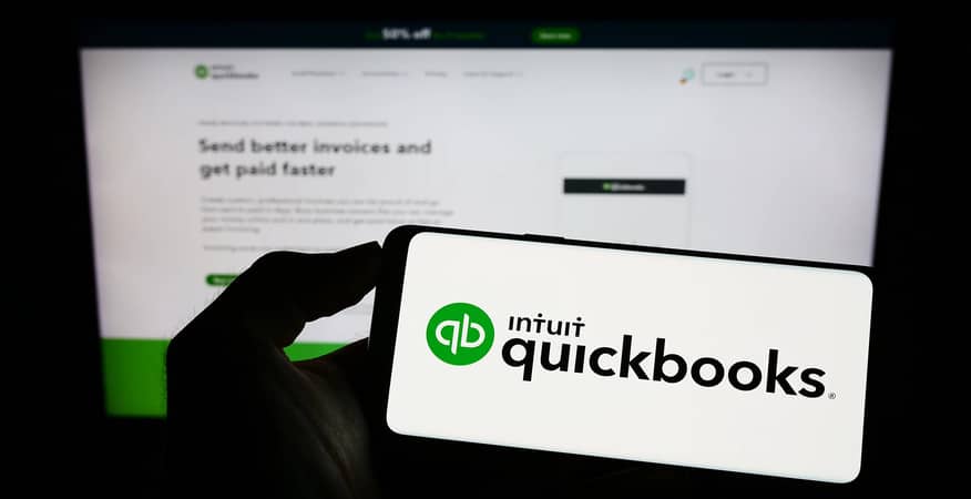Mobile view of the QuickBooks logo shows how QuickBooks Cleanup helped a Denver business regain control—Before & After with DK/RK Services.